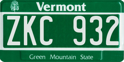 VT license plate ZKC932