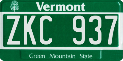 VT license plate ZKC937