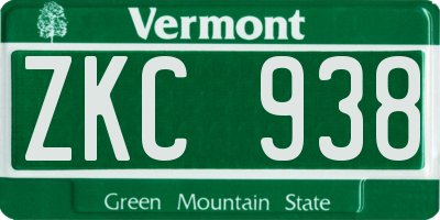 VT license plate ZKC938