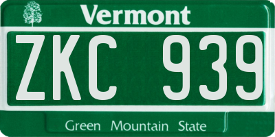 VT license plate ZKC939