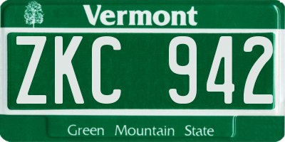 VT license plate ZKC942