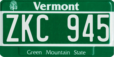 VT license plate ZKC945