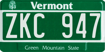 VT license plate ZKC947