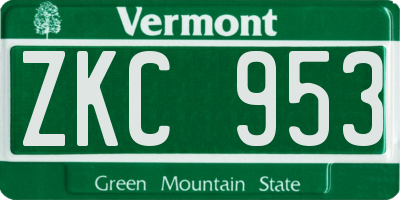 VT license plate ZKC953