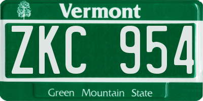 VT license plate ZKC954