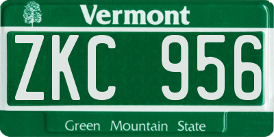 VT license plate ZKC956