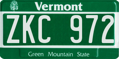 VT license plate ZKC972