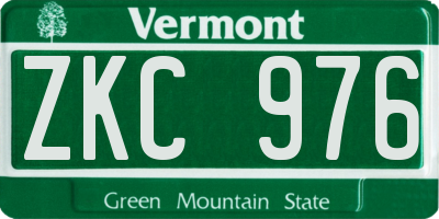 VT license plate ZKC976