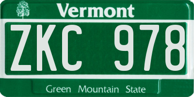 VT license plate ZKC978