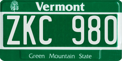 VT license plate ZKC980