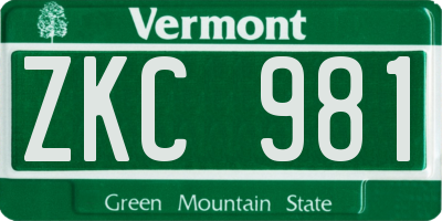 VT license plate ZKC981