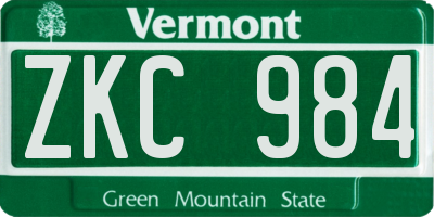 VT license plate ZKC984