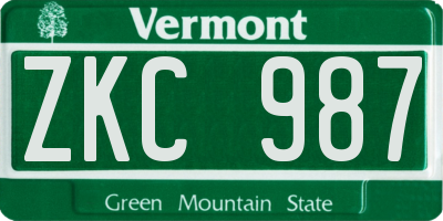 VT license plate ZKC987