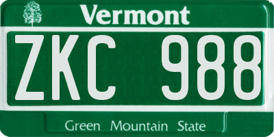 VT license plate ZKC988