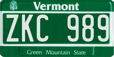 VT license plate ZKC989