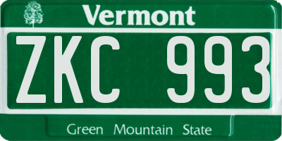 VT license plate ZKC993