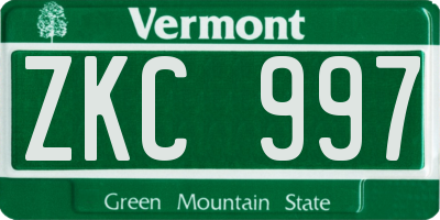VT license plate ZKC997