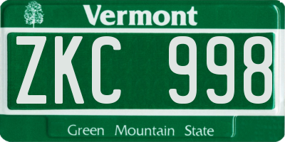 VT license plate ZKC998