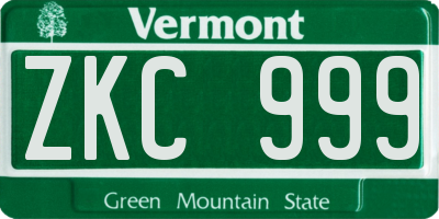 VT license plate ZKC999