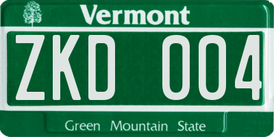 VT license plate ZKD004