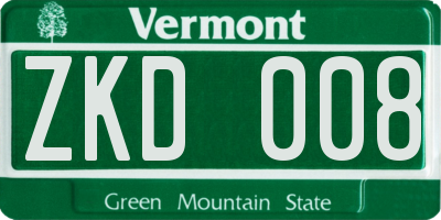 VT license plate ZKD008