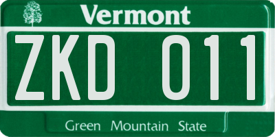 VT license plate ZKD011