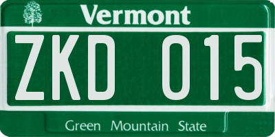 VT license plate ZKD015