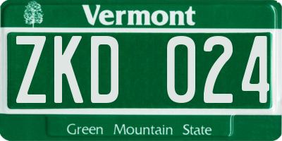 VT license plate ZKD024