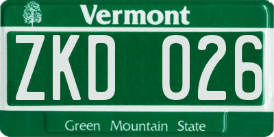 VT license plate ZKD026