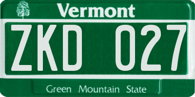 VT license plate ZKD027