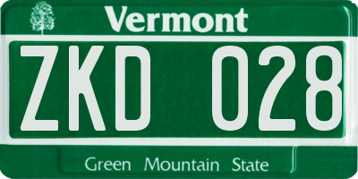VT license plate ZKD028