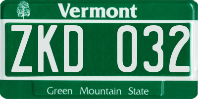 VT license plate ZKD032