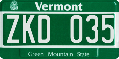 VT license plate ZKD035
