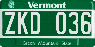 VT license plate ZKD036