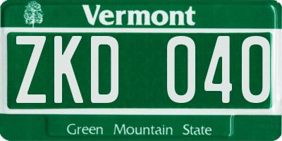 VT license plate ZKD040