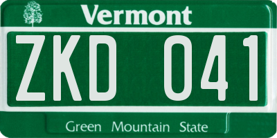 VT license plate ZKD041