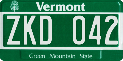 VT license plate ZKD042