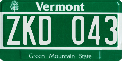 VT license plate ZKD043