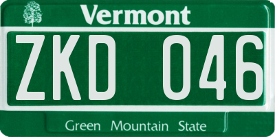VT license plate ZKD046