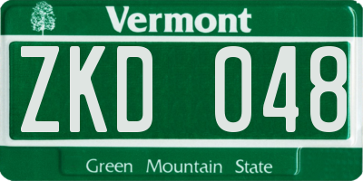 VT license plate ZKD048