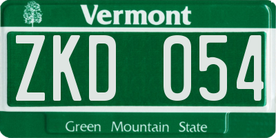 VT license plate ZKD054