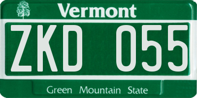 VT license plate ZKD055
