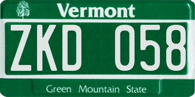 VT license plate ZKD058