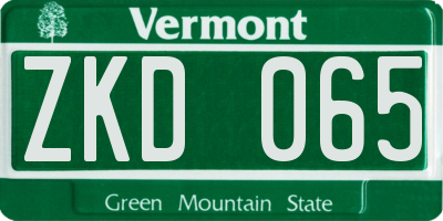 VT license plate ZKD065