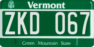 VT license plate ZKD067
