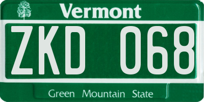 VT license plate ZKD068