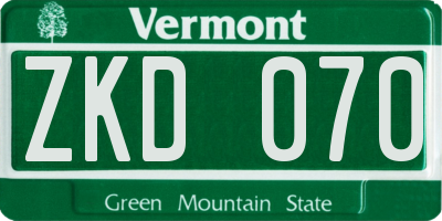 VT license plate ZKD070