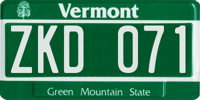 VT license plate ZKD071