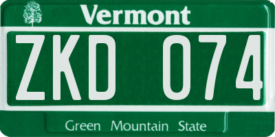 VT license plate ZKD074