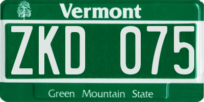 VT license plate ZKD075